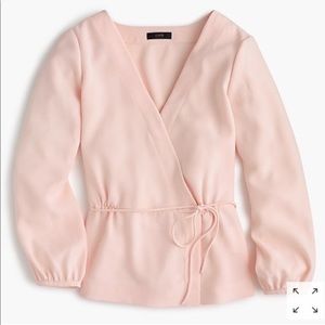 J. Crew drapey crepe faux wrap peach blouse